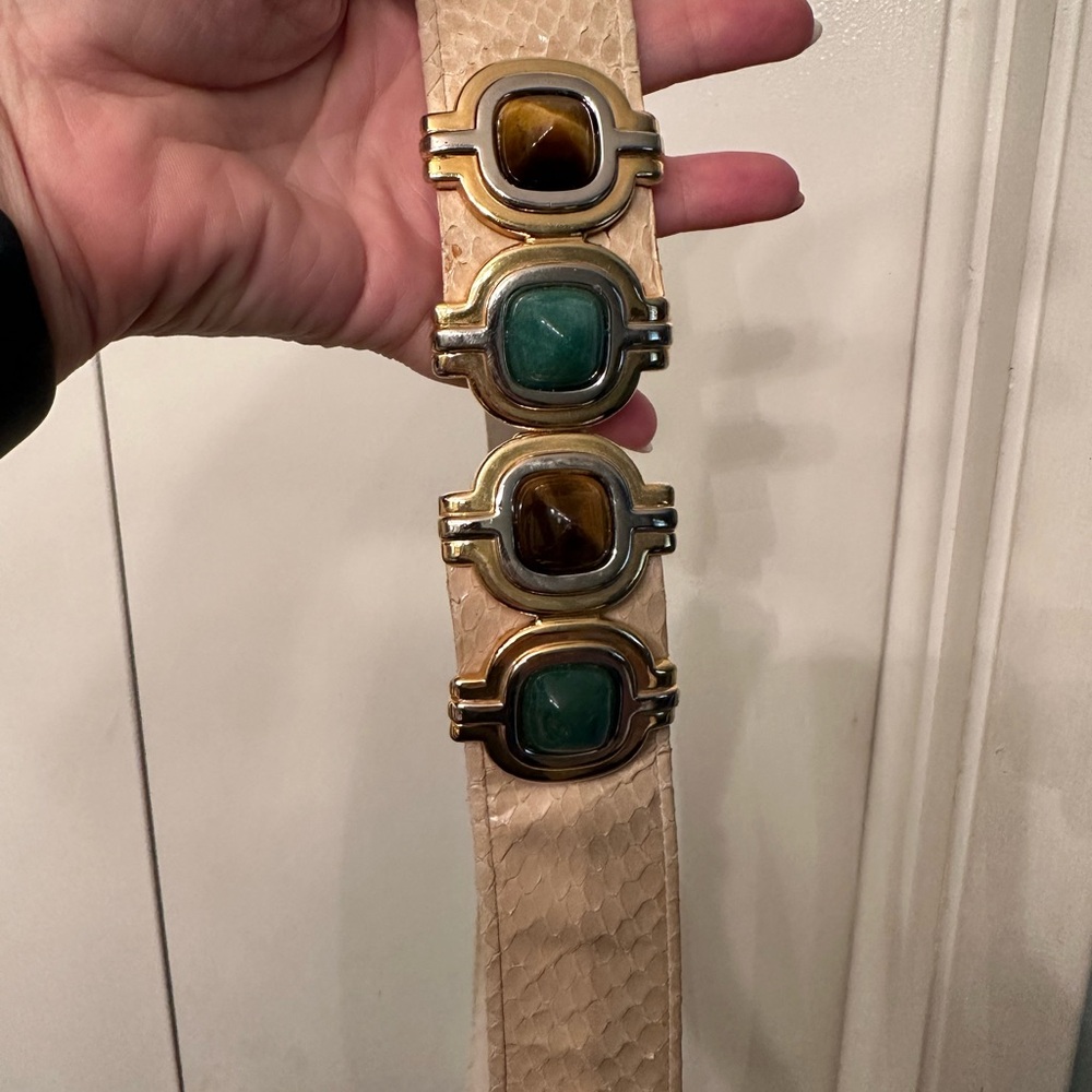 Judith Lieber, multi stone, snake skin belt